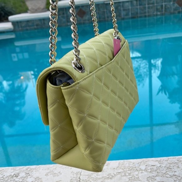 Kate Spade Natalia Smooth Leather Medium Flap Shoulder Bag Frosty Lime - Picture 5 of 16